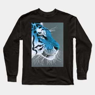 Cerulean blue and white siberian tiger Long Sleeve T-Shirt